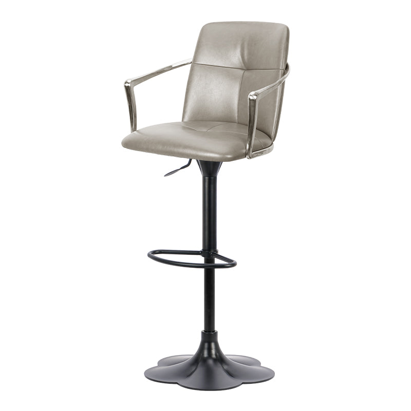 Heduedmobel store bar chair with Mohair and PU leather upholstery, full grain leather accents, modern design and sturdy frame.