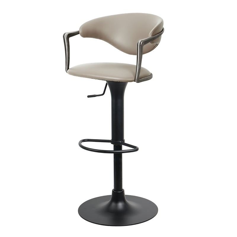 Meirou PU leather bar chair in plain-grain cowhide, featuring a sleek design and comfortable seating.