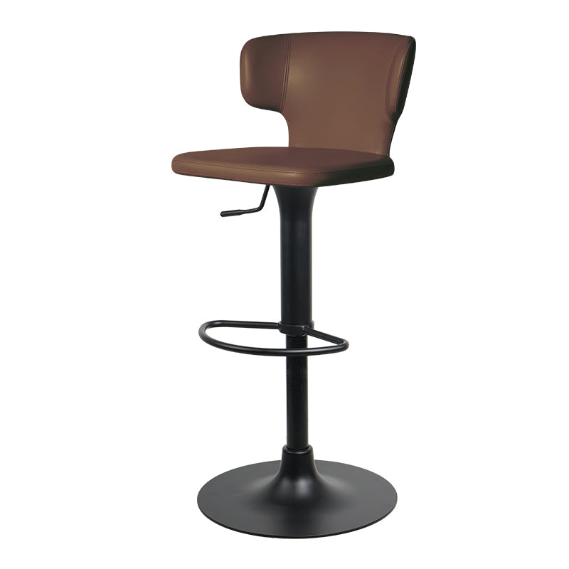 Heduedmobel store Meirou PU leather bar chair with plain-grain cowhide upholstery, modern design, and sturdy metal legs.