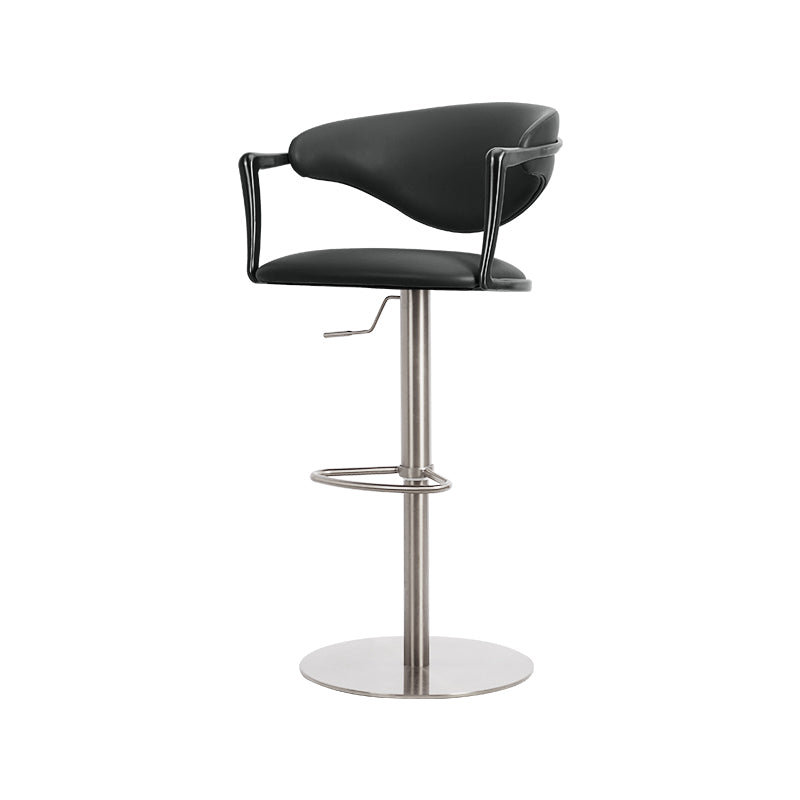 Heduedmobel store Meirou PU leather bar chair with plain-grain cowhide finish, modern design, and sturdy metal legs.
