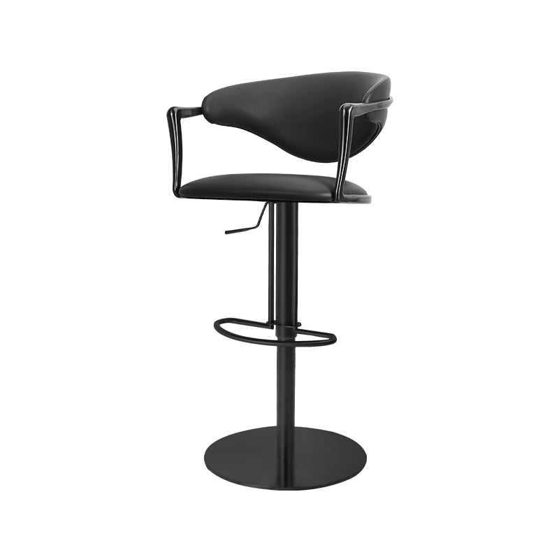 Heduedmobel store Meirou PU leather bar chair with plain-grain cowhide HD-7602, black color, modern design with metal legs
