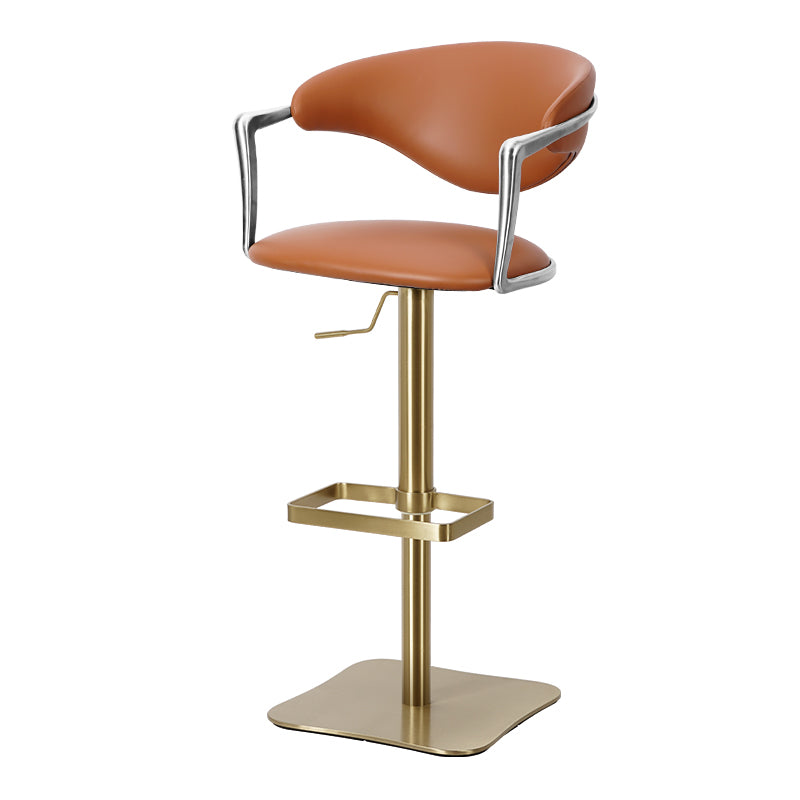 Meirou PU leather bar chair in plain-grain cowhide, featuring a sleek design and comfortable seating.