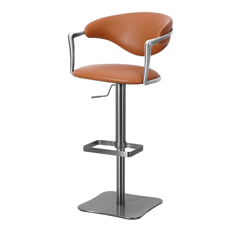 Meirou PU leather bar chair in plain-grain cowhide, featuring a sleek design and comfortable seating.