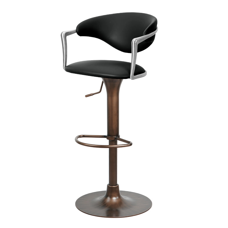 Bar chair in HD-7738 design, featuring Meirou PU leather and plain-grain cowhide upholstery in a modern style.