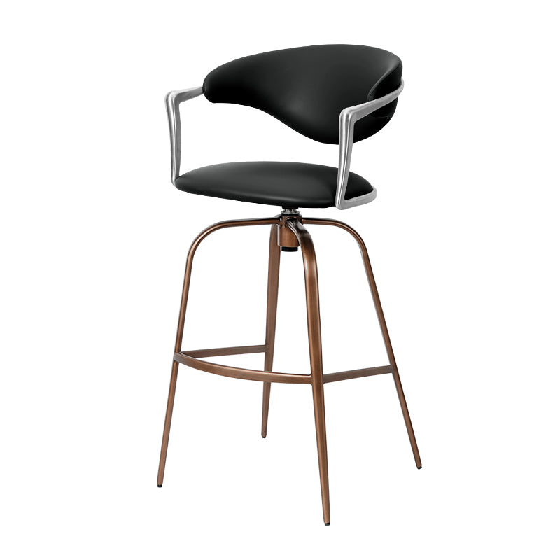 Meirou PU leather bar chair in plain-grain cowhide, featuring a modern design and sturdy base.