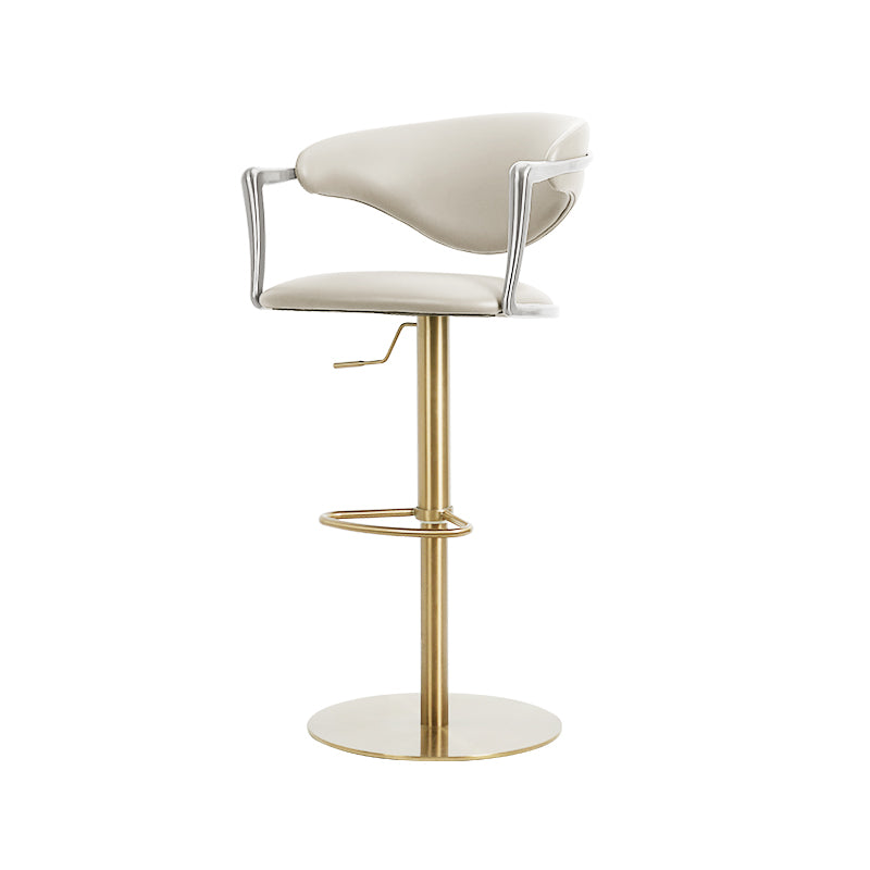 Heduedmobel HD-7752 bar chair with brown PU leather and plain-grain cowhide upholstery, featuring a sleek, modern design