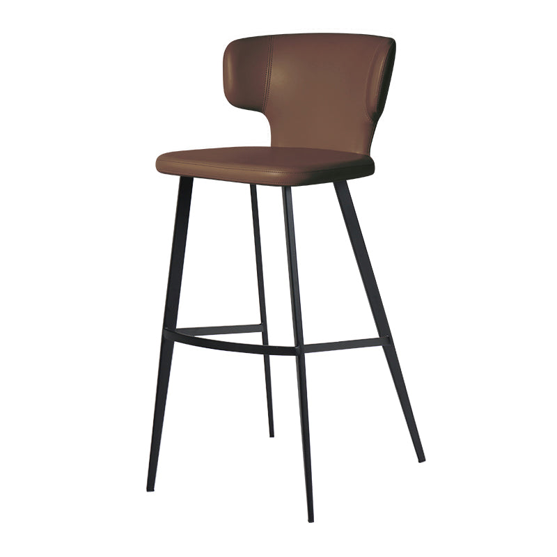 Heduedmobel store Meirou PU leather bar chair with plain-grain cowhide upholstery, modern design, sturdy metal legs.