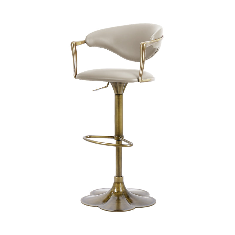 Heduedmobel store Meirou PU leather bar chair with plain-grain cowhide finish, modern design, and sturdy metal legs.