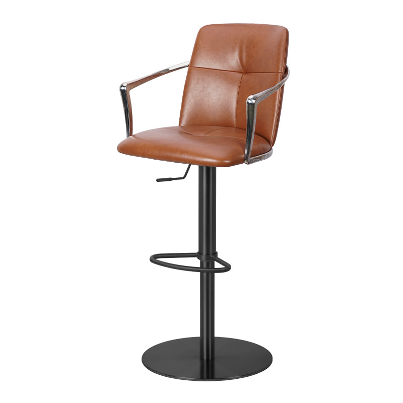 Heduedmobel bar chair with Mohair and PU leather upholstery, featuring full grain leather details and modern design.