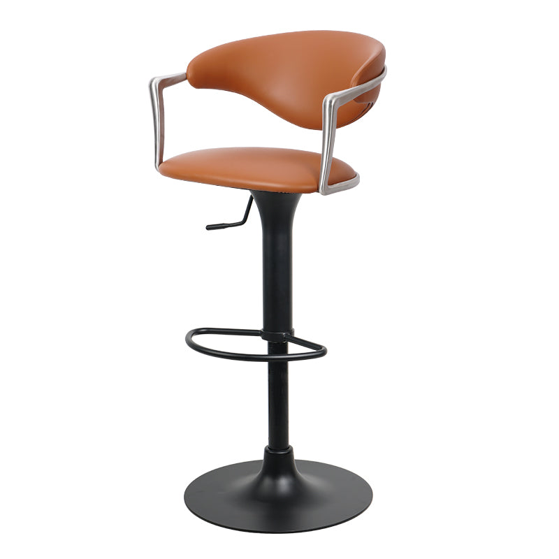 Meirou HD-7738 bar chair in grey PU leather with plain-grain cowhide design, showcasing sleek lines and modern style.