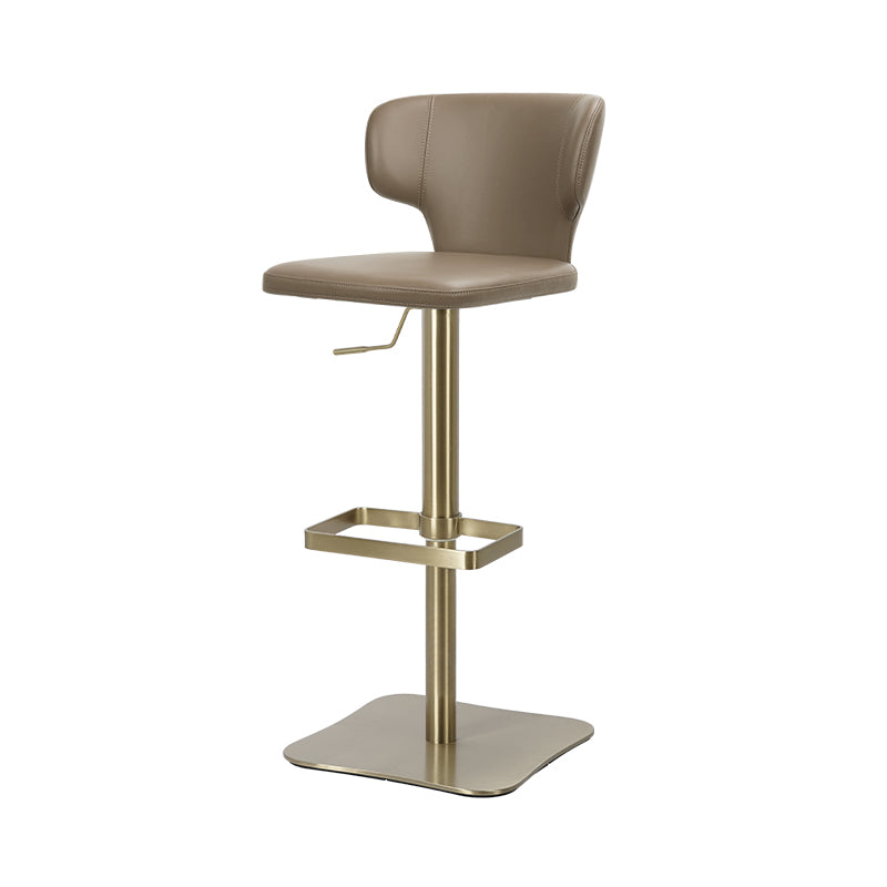 Plain-grain cowhide HD-7567 bar chair by Heduedmobel store with a sleek wooden frame and cushioned seat.