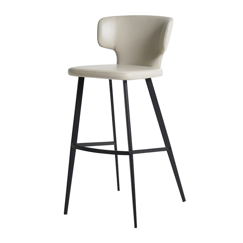 Heduedmobel store Meirou PU leather bar chair with plain-grain cowhide upholstery, modern design, sturdy metal legs.