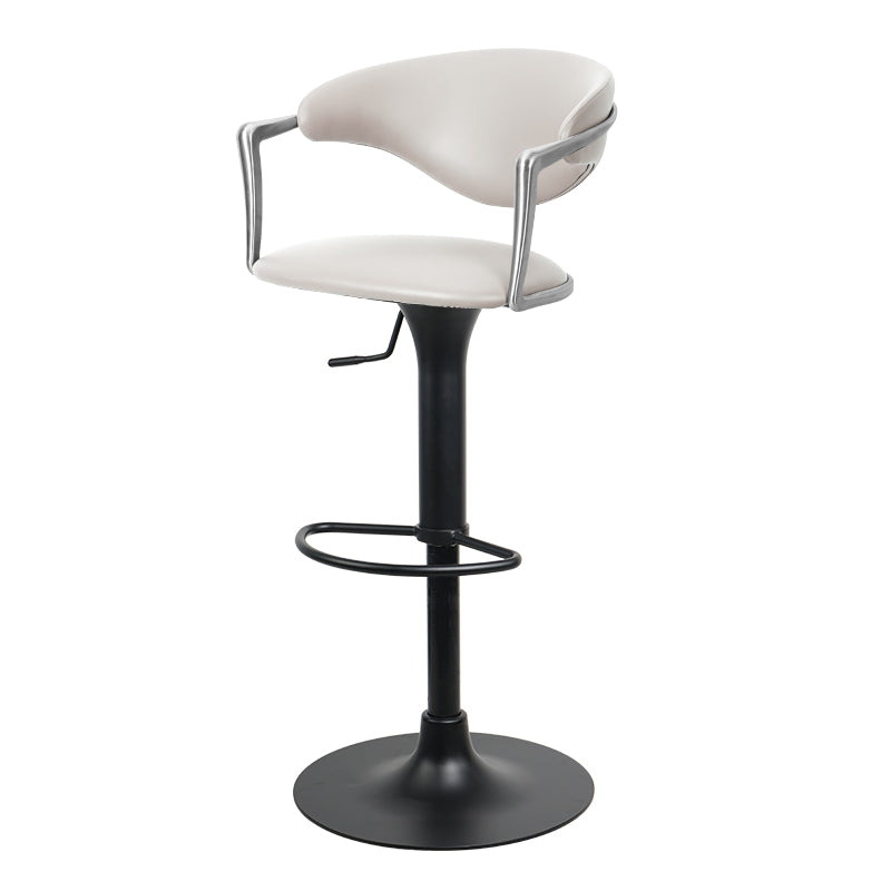 Meirou PU leather bar chair with plain-grain cowhide upholstery, featuring a sleek design and modern aesthetic.