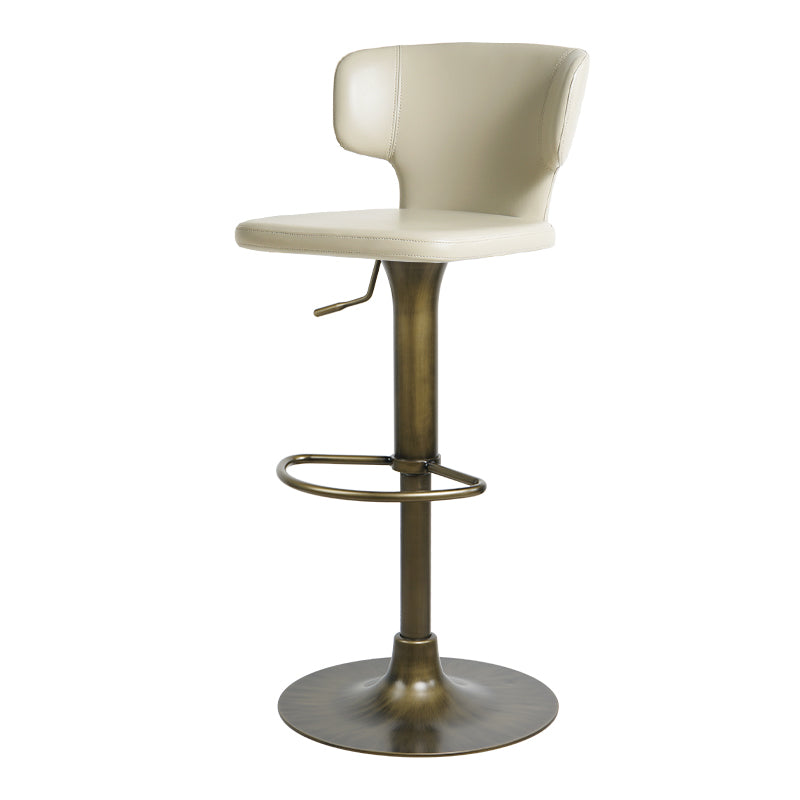 Heduedmobel store Meirou PU leather bar chair with plain-grain cowhide finish, modern design, and sturdy metal legs.