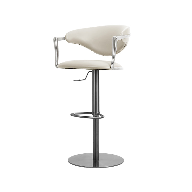 Heduedmobel store Meirou PU leather bar chair with plain-grain cowhide finish, modern design, sturdy metal legs, and comfortable seat.