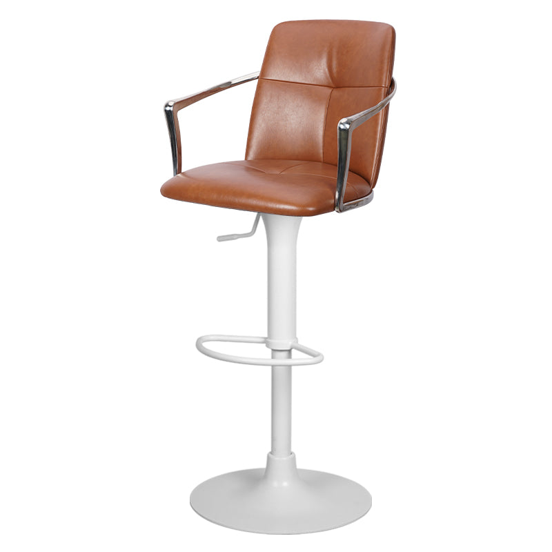 Bar chair with Mohair, Huabao PU Leather, and full grain leather upholstery, featuring a modern design and sturdy metal legs.