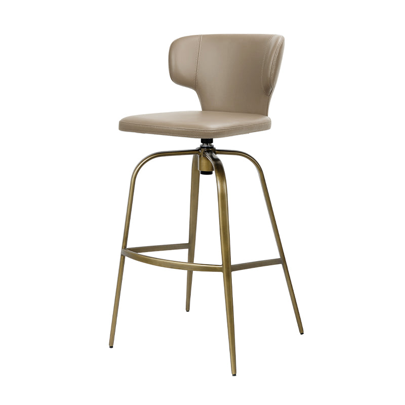 Plain-grain Cowhide HD-7298 bar chair by Heduedmobel store, showcasing a sleek, modern design with a leather seat and sturdy legs.