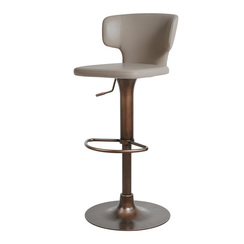Heduedmobel store Meirou PU leather bar chair with plain-grain cowhide finish, modern design, and sturdy metal legs.