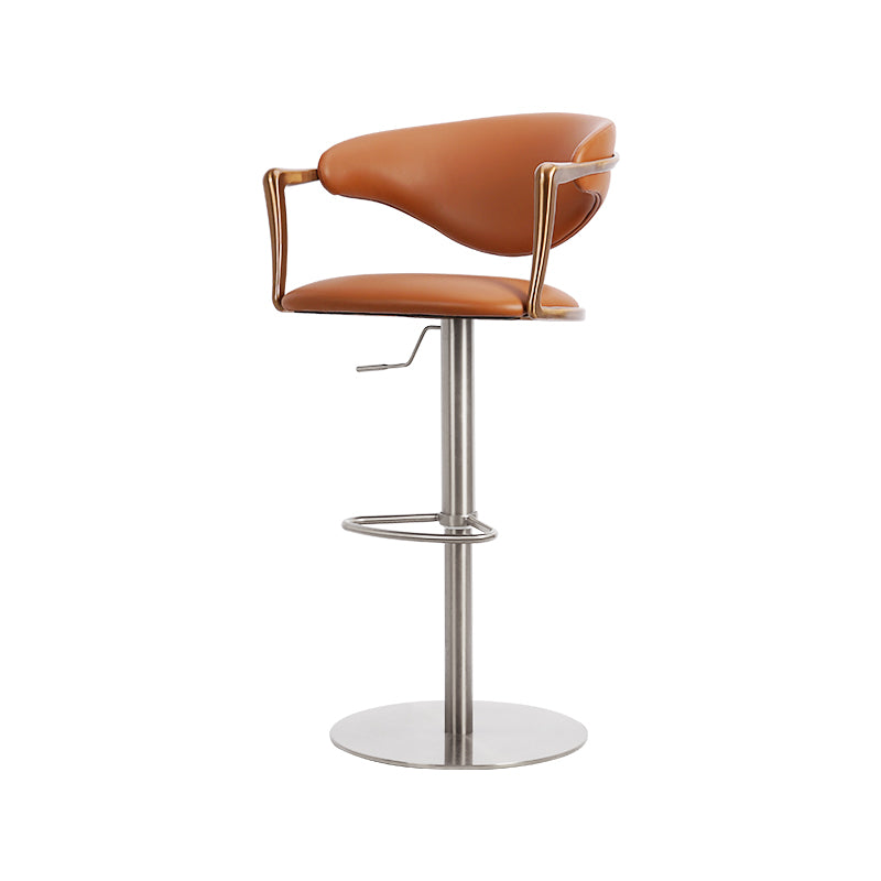 Heduedmobel store Meirou PU leather bar chair with plain-grain cowhide upholstery and sleek modern design.