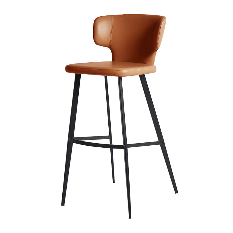 Heduedmobel store Meirou PU leather bar chair with plain-grain cowhide finish, modern design and sturdy metal legs.
