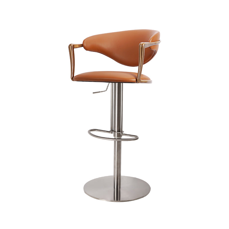 Heduedmobel HD-7602 bar chair with PU leather and plain-grain cowhide upholstery, featuring a sleek modern design and sturdy metal frame.