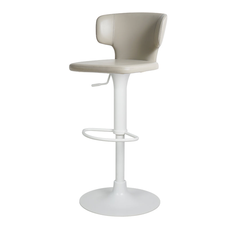 Heduedmobel store Meirou PU leather bar chair with plain-grain cowhide, modern design, featuring a sleek, cushioned seat and sturdy metal legs.