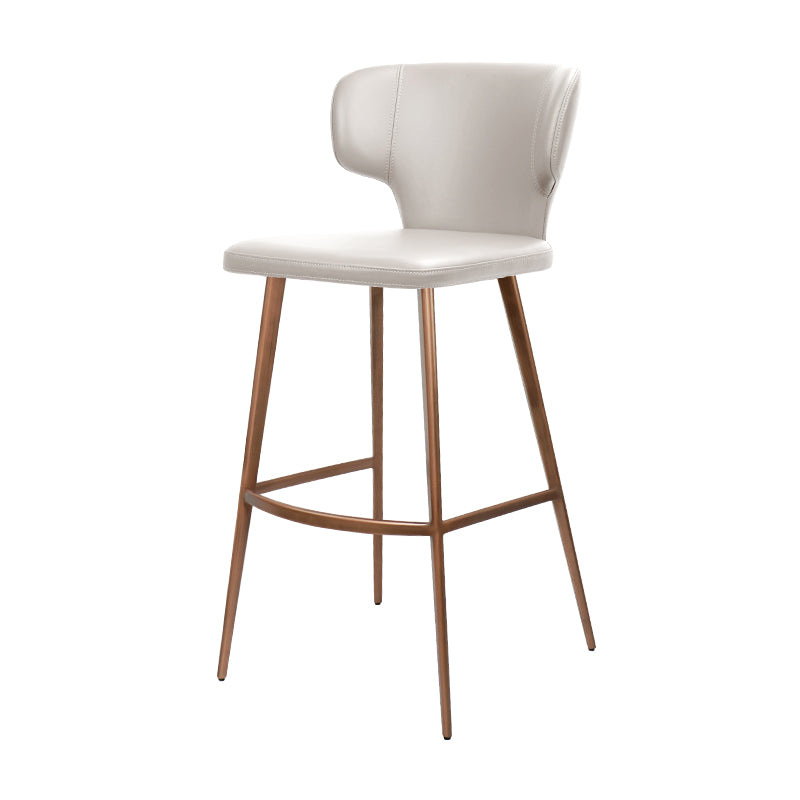 Plain-grain Cowhide HD-7282 bar chair by Heduedmobel store, showing a sleek, modern design with a cowhide seat and sturdy metal legs.