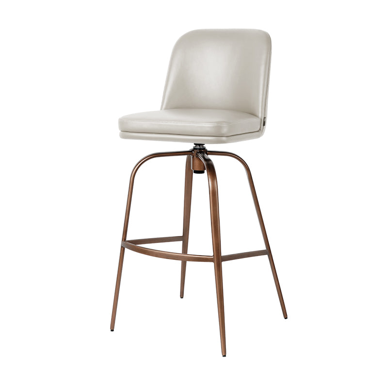 Plain-grain cowhide HD-7725 bar chair with wooden legs and black leather upholstery, showcasing a modern, stylish design.
