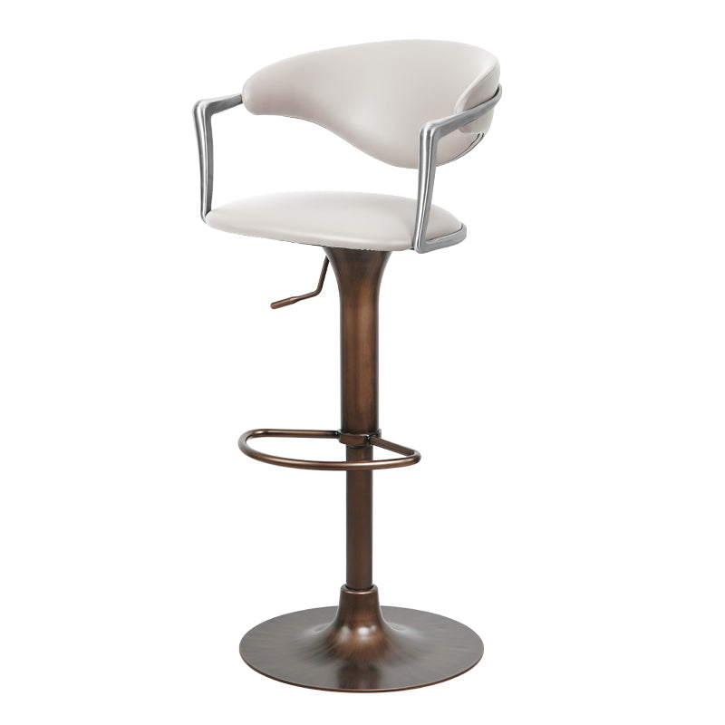 Meirou PU leather bar chair in plain-grain cowhide with a sleek design and sturdy base, perfect for modern interiors.