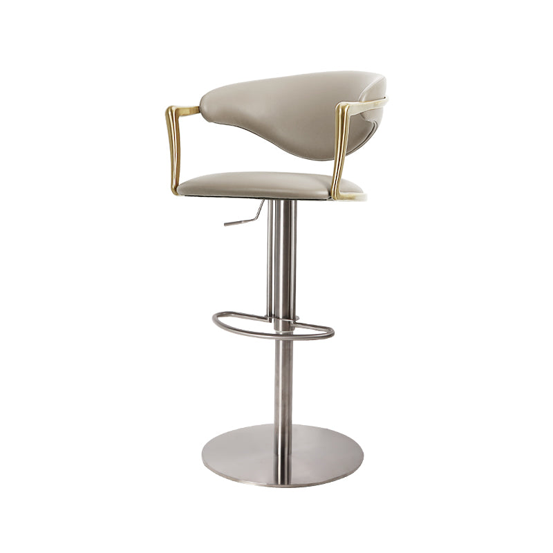 Heduedmobel HD-7602 bar chair with PU leather and plain-grain cowhide, featuring a sleek, modern design and sturdy metal legs.