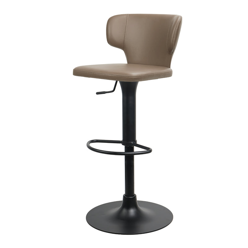 Heduedmobel store Meirou PU leather bar chair with plain-grain cowhide design, sturdy metal frame and modern style.