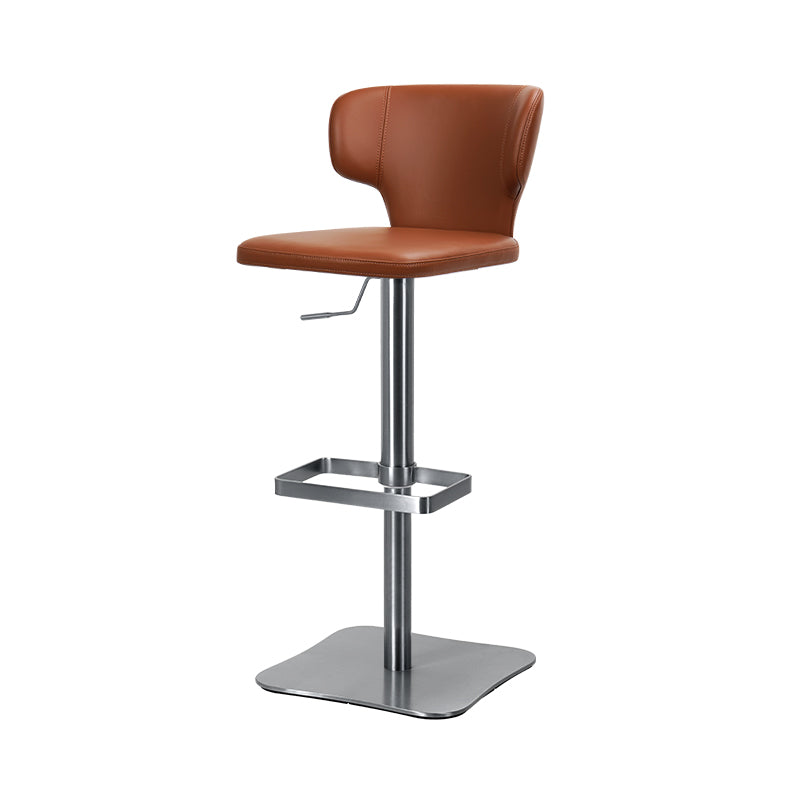 Plain-grain Cowhide HD-7567 bar chair with a sleek wooden frame and cushioned seat in natural cowhide leather.