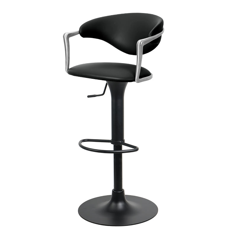 Meirou PU leather bar chair with plain-grain cowhide upholstery, featuring a modern design and sleek silhouette.