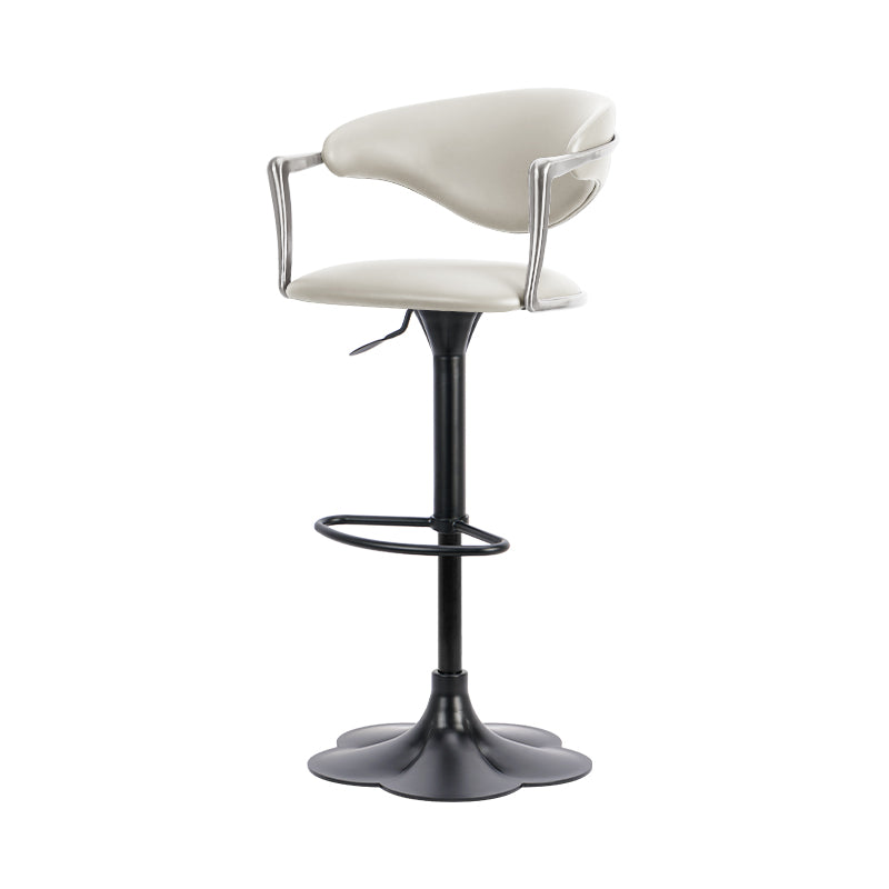 Heduedmobel store Meirou PU leather bar chair with plain-grain cowhide upholstery, modern design, and sturdy metal legs.