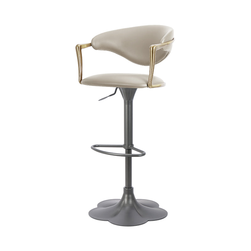 Heduedmobel store Meirou PU leather bar chair with plain-grain cowhide upholstery, modern design, black finish, and sturdy metal legs.