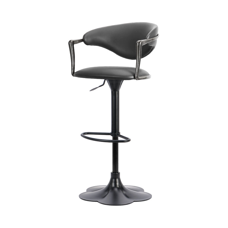 Heduedmobel Meirou PU leather bar chair with plain-grain cowhide upholstery and metal legs, modern and stylish for home or bar use.