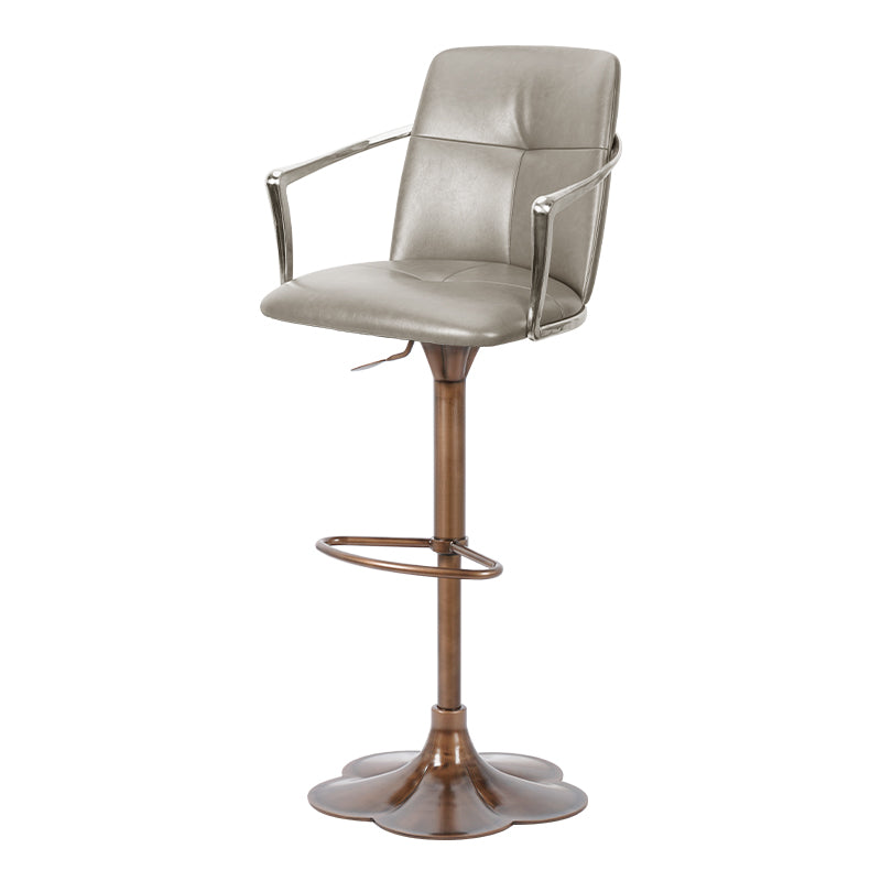 Bar chair with plush mohair, Huabao PU leather, and full grain leather upholstery, featuring a sleek modern design.