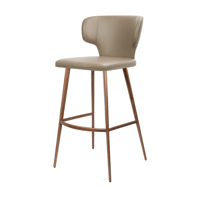 Plain-grain Cowhide HD-7282 bar chair by Heduedmobel, featuring a sleek wooden frame and a comfortable cowhide upholstered seat.