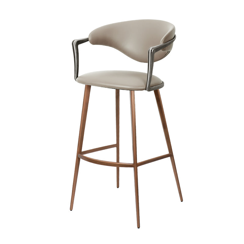 Meirou HD-7750 bar chair in brown PU leather with plain-grain cowhide upholstery and sleek design.