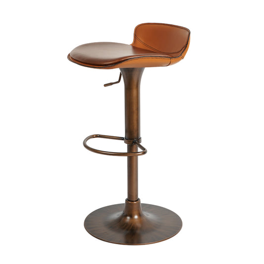 Bar chair with oiled waxed cowhide leather seat and backrest, featuring a sleek design by Heduen Möbel.