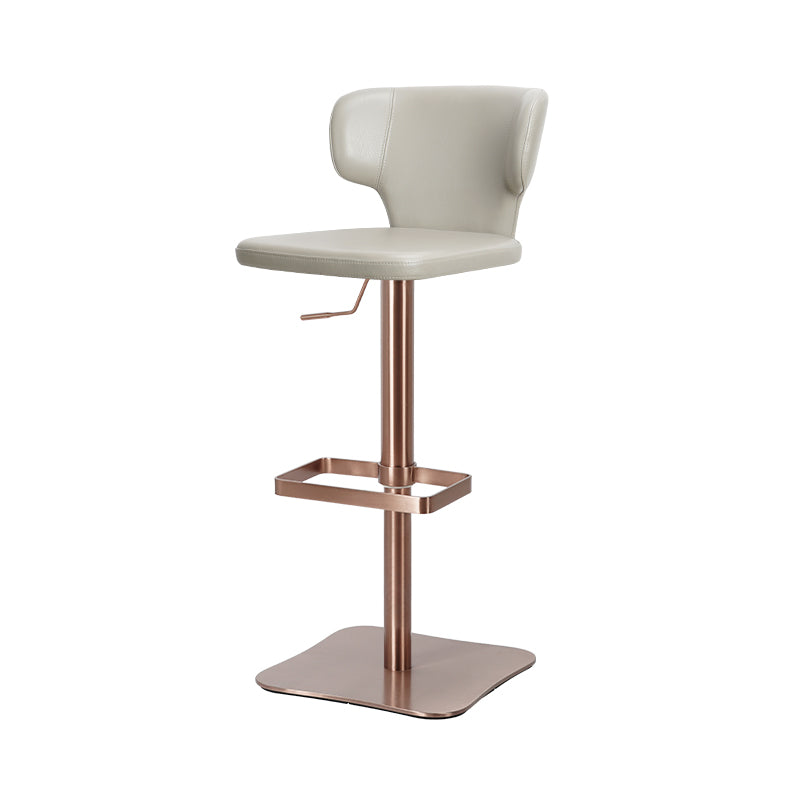 Plain-grain Cowhide HD-7567 bar chair by Heduedmobel with a sleek wooden frame and cushioned seat for modern dining spaces.