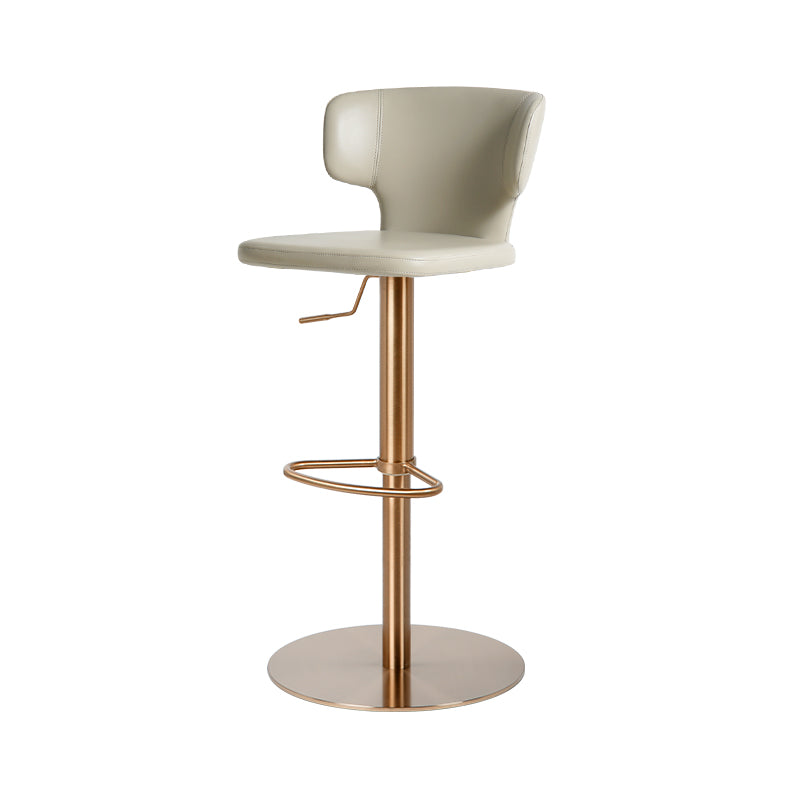 Plain-grain Cowhide HD-7556 bar chair by Heduedmobel, featuring a sleek design with a cushioned seat and sturdy wooden legs.