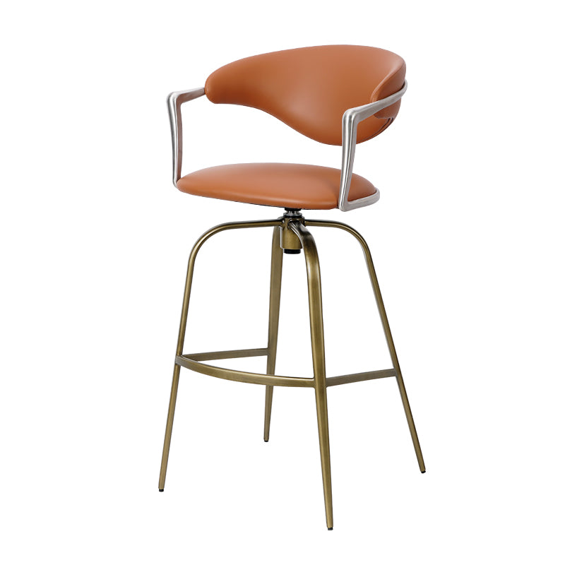 Meirou PU leather bar chair with plain-grain cowhide upholstery, featuring a sleek design and sturdy base.