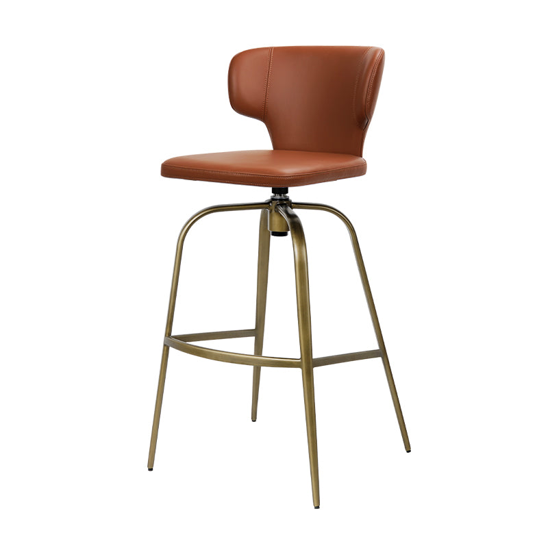 Plain-grain Cowhide HD-7298 Heduedmobel bar chair with black leather seat and wooden legs, modern design for home or bar use.