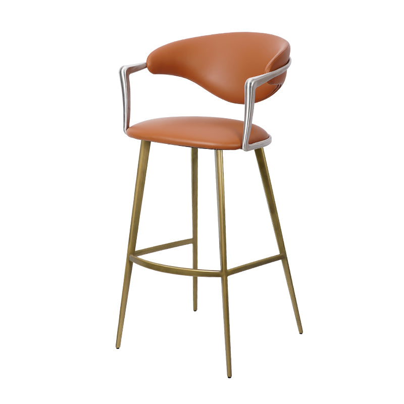 Meirou PU leather bar chair with plain-grain cowhide finish, featuring a sleek design and sturdy base.