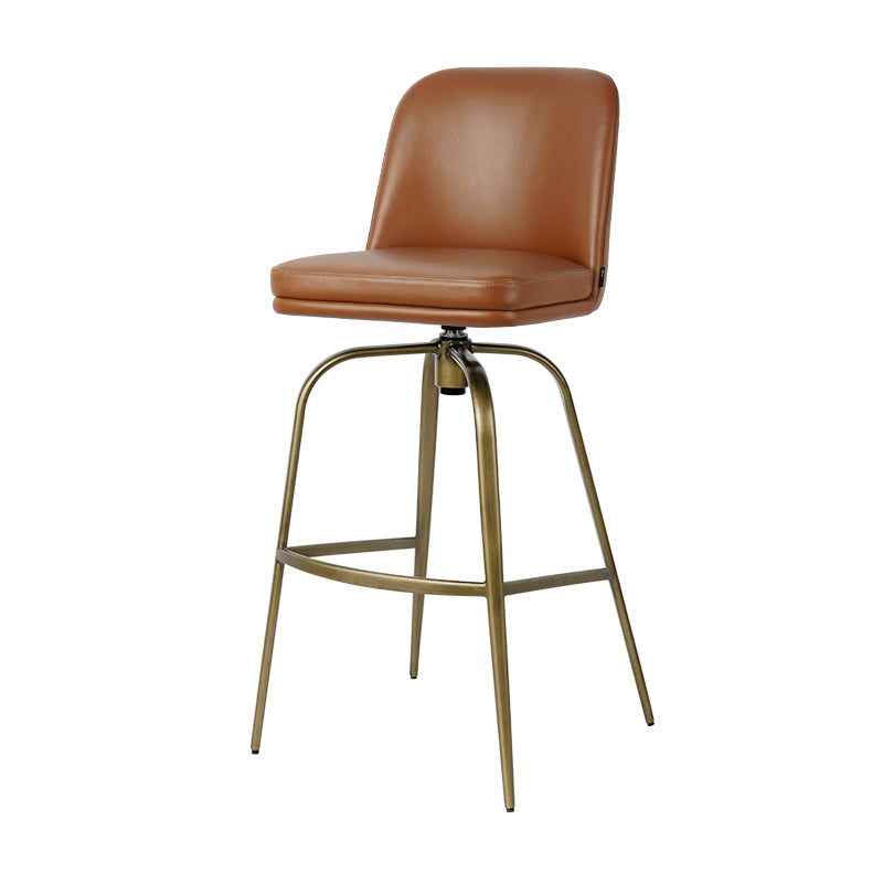 Heduedmobel store plain-grain cowhide bar chair HD-7725 with a sleek wooden frame and cushioned seat, shown from side view