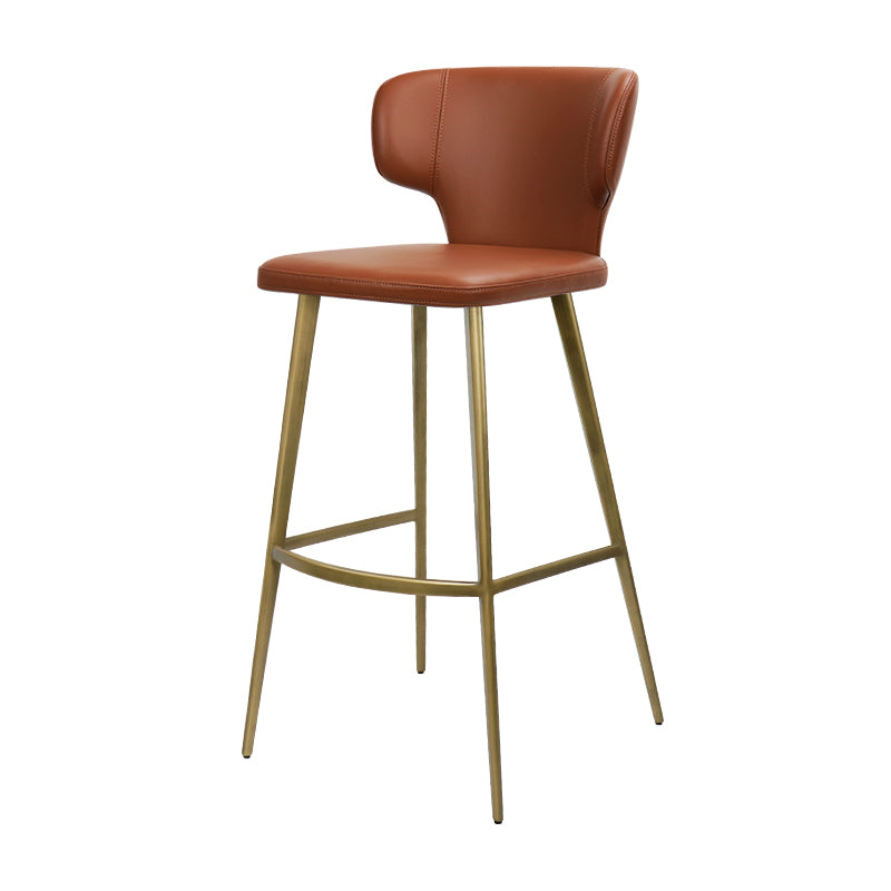 Plain-grain Cowhide HD-7282 bar chair by Heduedmobel, featuring a sleek wooden frame and a cushioned cowhide seat.