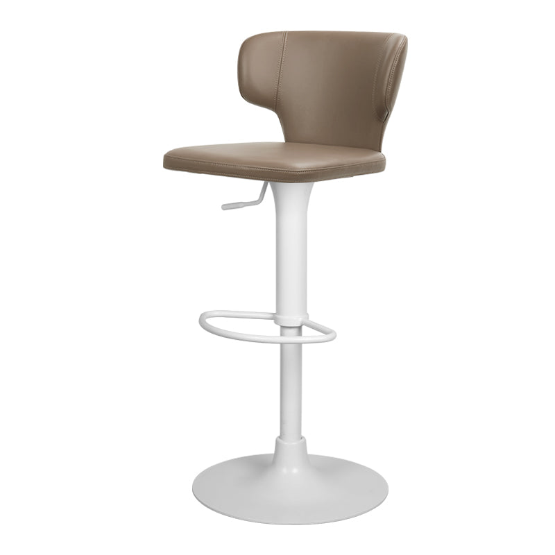 Heduedmobel store Meirou PU leather bar chair with plain-grain cowhide upholstery, modern design, and sturdy metal legs.