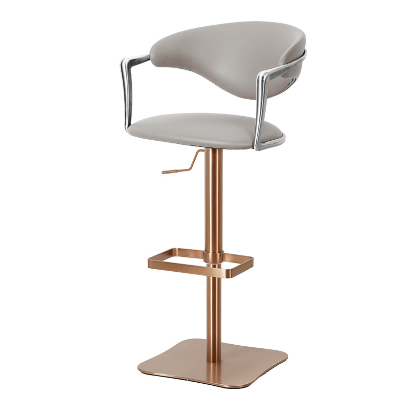 Meirou HD-7753 bar chair in brown PU leather with a sleek design and plain-grain cowhide upholstery.