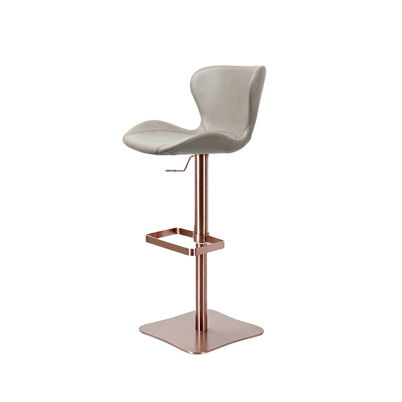 Embossed cowhide HD-7693 bar chair with sleek design and sturdy metal legs, featuring textured leather upholstery.